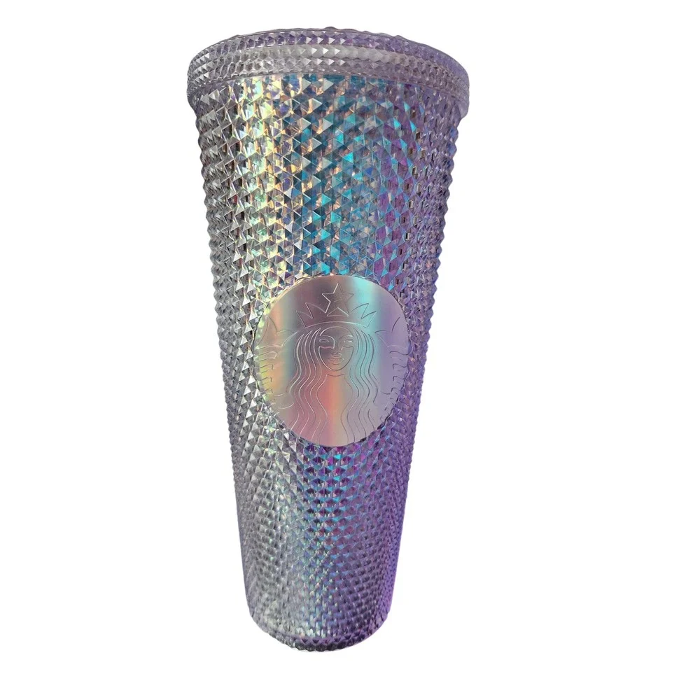 Starbucks Tumbler Unisex Venti Iridescent Purple Excellent Studded Grid 24oz